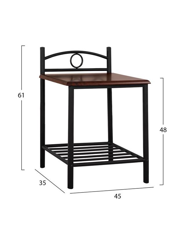 ΚΟΜΟΔΙΝΟ SUZIE HM387 ΑΠΟ ΜΕΤΑΛΛΟ ΚΑΙ ΞΥΛΟ 45x35x48-61 εκ.