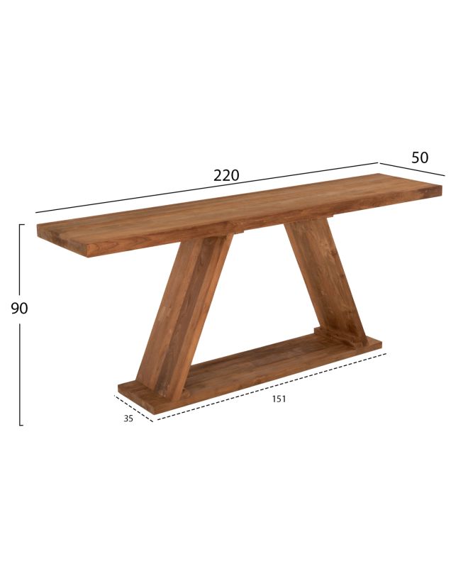 ΚΟΝΣΟΛΑ ΑΠΟ ΞΥΛΟ ΤΕΑΚ ΦΥΣΙΚΟ ΧΡΩΜΑ HM9555 220x50x90Υεκ.