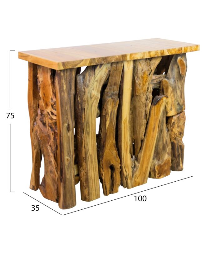 ΚΟΝΣΟΛΑ HM9336 ΑΠΟ ΜΑΣΙΦ ΞΥΛΟ ΤEAK ΦΥΣΙΚΟ 100X35X75Y εκ.