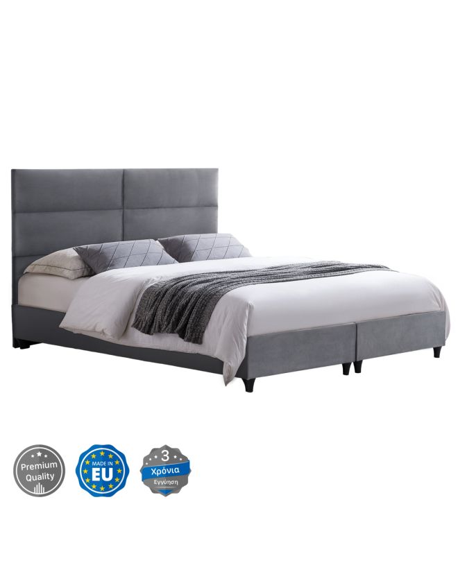 ΚΡΕΒΑΤΙ MILO ΑΠΟ ΓΚΡΙ ΒΕΛΟΥΔΟ HM628.10 ΓΙΑ ΣΤΡΩΜΑ 180x200 εκ.