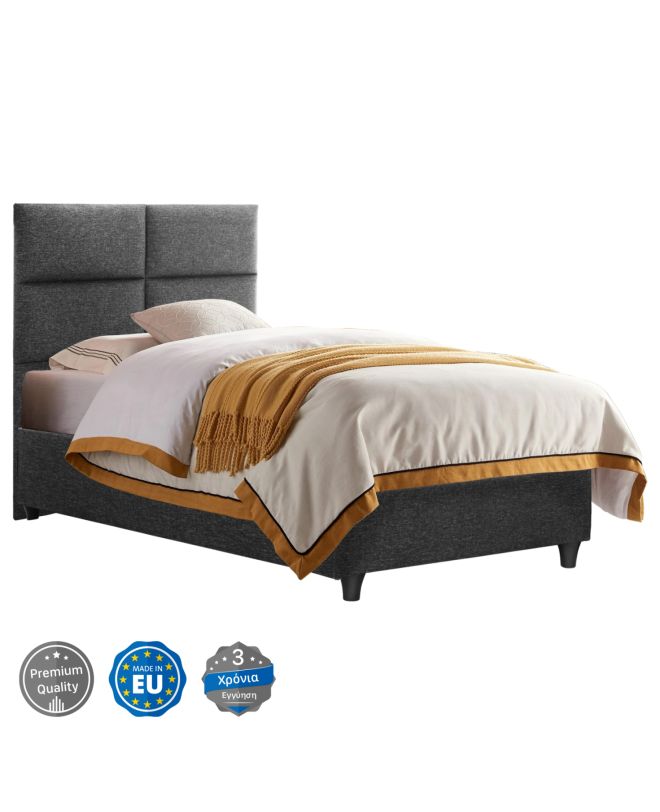 ΚΡΕΒΑΤΙ MILO ΑΠΟ ΓΚΡΙ ΥΦΑΣΜΑ HM652.01 ΓΙΑ ΣΤΡΩΜΑ 90x200 εκ.