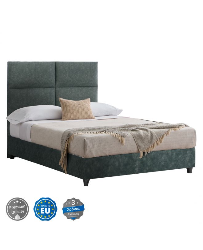 ΚΡΕΒΑΤΙ MILO ΑΠΟ ΠΡΑΣΙΝΟ ΥΦΑΣΜΑ τύπου NUBUCK HM646.27 ΓΙΑ ΣΤΡΩΜΑ 120x200 εκ.