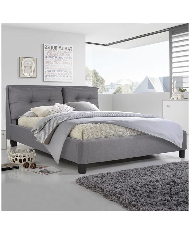 ΚΡΕΒΑΤΙ BILLIE 160x200 εκ. ΜΕ ΥΦΑΣΜΑ ΓΚΡΙ HM551.05