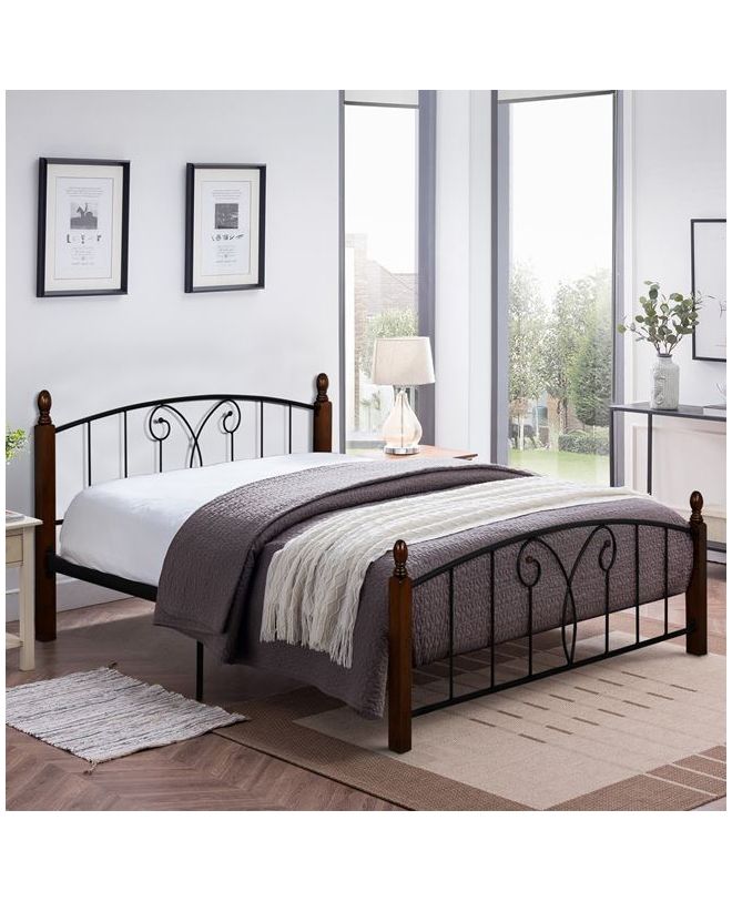 ΚΡΕΒΑΤΙ ΔΙΠΛΟ SUZIE HM585 ΓΙΑ ΣΤΡΩΜΑ 150x200 εκ. ΜΕΤΑΛΛΟ ΞΥΛΟ