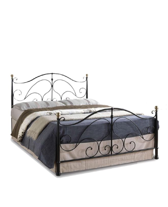 Κρεβάτι ArteLibre EVELYN Μεταλλικό Semy Glossy Black 210x159x109cm (Στρώμα 150x200cm)