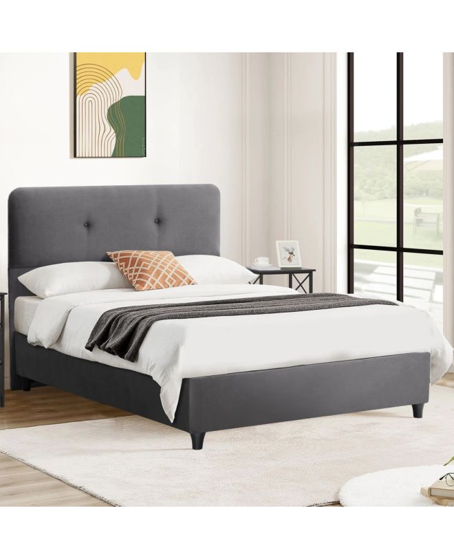 ΚΡΕΒΑΤΙ HM648.10 DOLORES, ΓΚΡΙ ΒΕΛΟΥΔΟ, 120x200 εκ