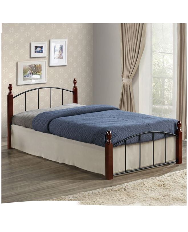 ΚΡΕΒΑΤΙ ΜΕΤΑΛΛΟ ΞΥΛΟ ΚΑΡΥΔΙ ΣΤΡΩΜΑ 90X190 HM381