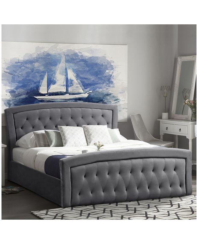 ΚΡΕΒΑΤΙ ODELIA ΒΕΛΟΥΔΟ ΓΚΡΙ ΜΕ ΑΠΟΘΗΚΕΥΤΙΚΟ ΧΩΡΟ 160x200 εκ. HM581.01