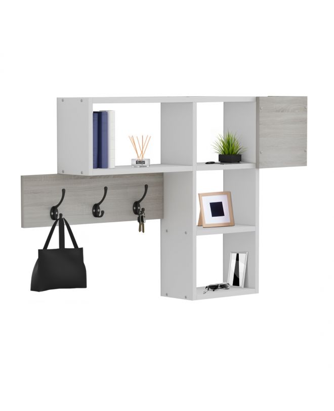 ΚΡΕΜΑΣΤΡΑ ΕΙΣΟΔΟΥ ΜΕ ΡΑΦΙΑ HARLAN HM8973.12 ΜΕΛΑΜΙΝΗ ΣΕ SONAMA-ΛΕΥΚΟ 99,5x15x61Υεκ.