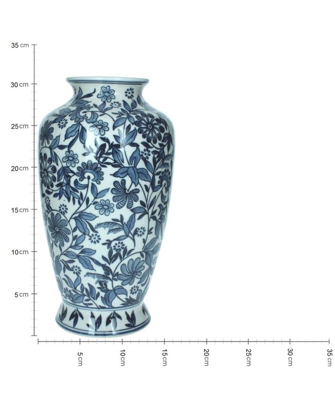 Βάζο Μπλε/Λευκό Πορσελάνη 16x16x31cm