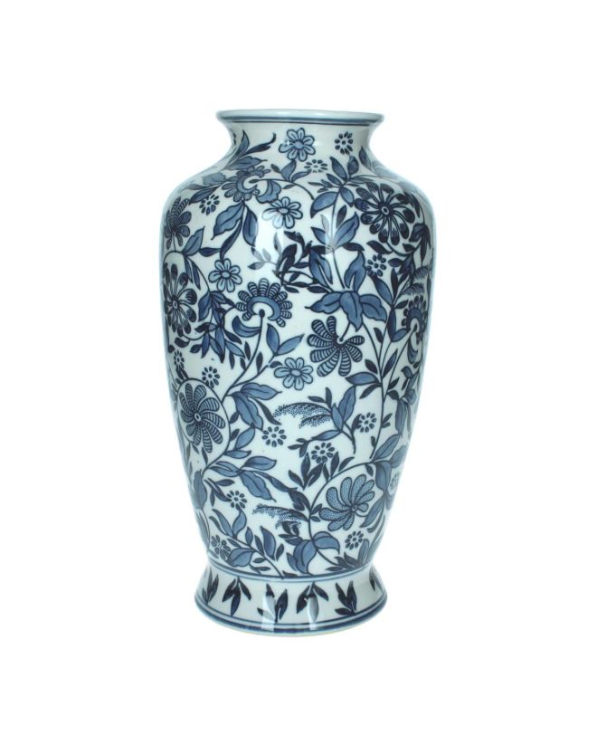 Βάζο Μπλε/Λευκό Πορσελάνη 16x16x31cm
