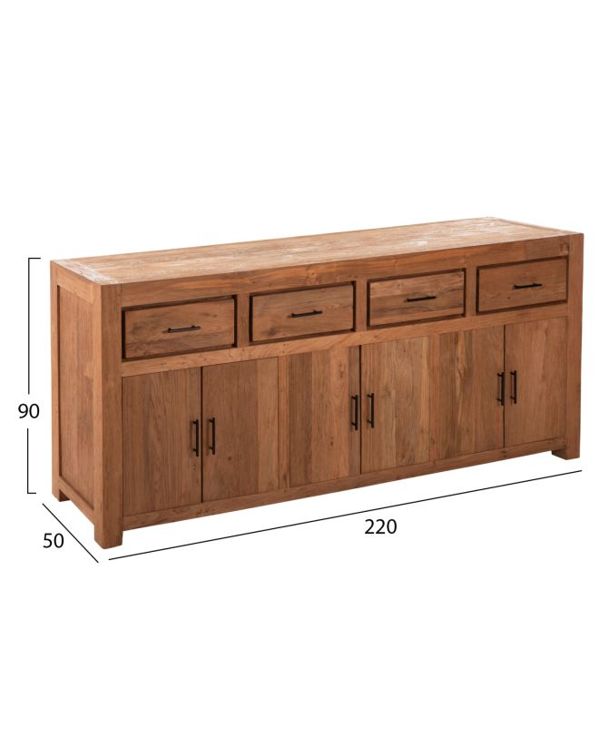ΜΠΟΥΦΕΣ GRAYSON HM9802 ΑΝΑΚΥΚΛΩΜΕΝΟ ΞΥΛΟ TEAK ΣΕ ΦΥΣΙΚΟ 220x50x90Υεκ.