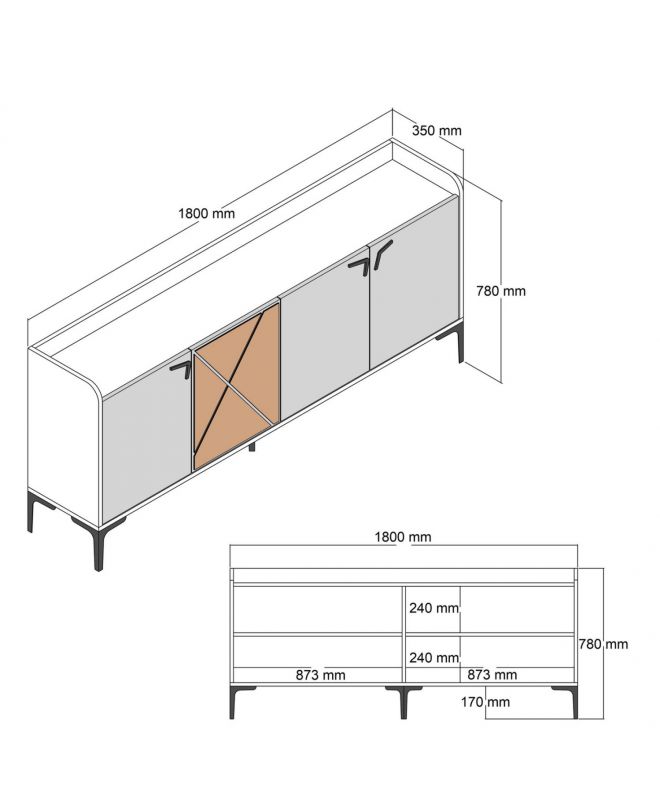 ΜΠΟΥΦΕΣ ΜΕΛΑΜΙΝΗΣ ΚΑΡΥΔΙ ΚΑΙ ΑΝΘΡΑΚΙ 180x35x78Yεκ. HM9433.01