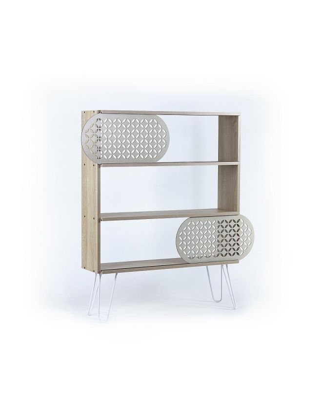 Βιβλιοθήκη ArteLibre ILLIA No 1 Δρυς/Λευκό Μοριοσανίδα/Μελαμίνη/Μέταλλο 94x25x117cm