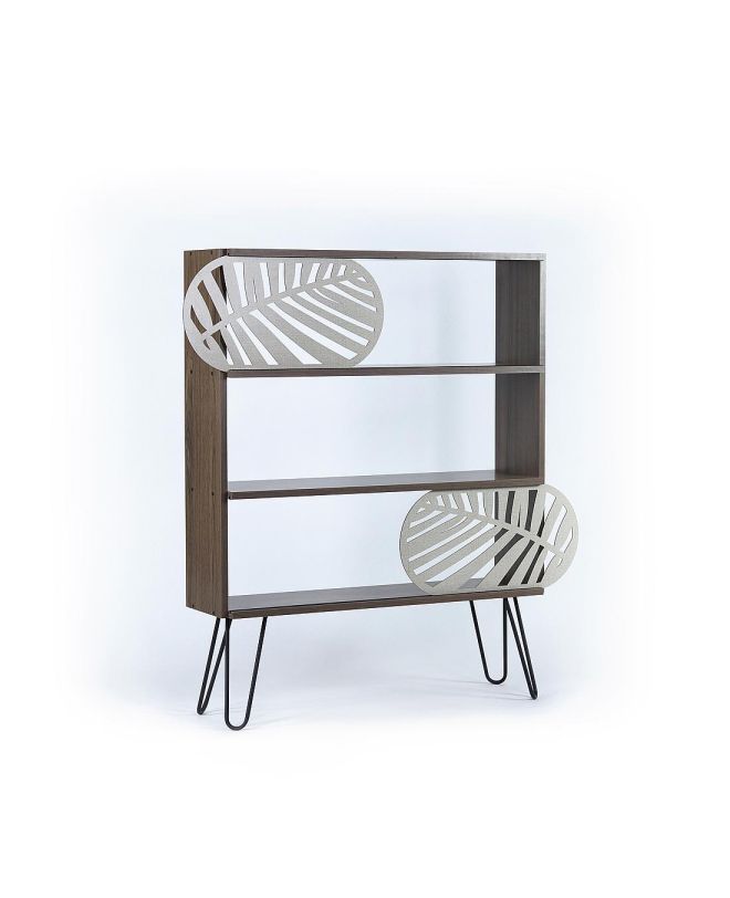 Βιβλιοθήκη ArteLibre ILLIA No 5 Καρυδί/Μαύρο Μοριοσανίδα/Μελαμίνη/Μέταλλο 94x25x117cm