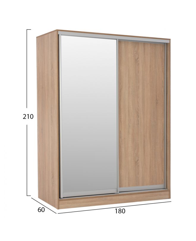 ΝΤΟΥΛΑΠΑ 2ΦΥΛΛΗ 180X60X210Υεκ. ΣΥΡΟΜΕΝΗ ΜΕ ΚΑΘΡΕΠΤΗ SONAMA OAK HM2437