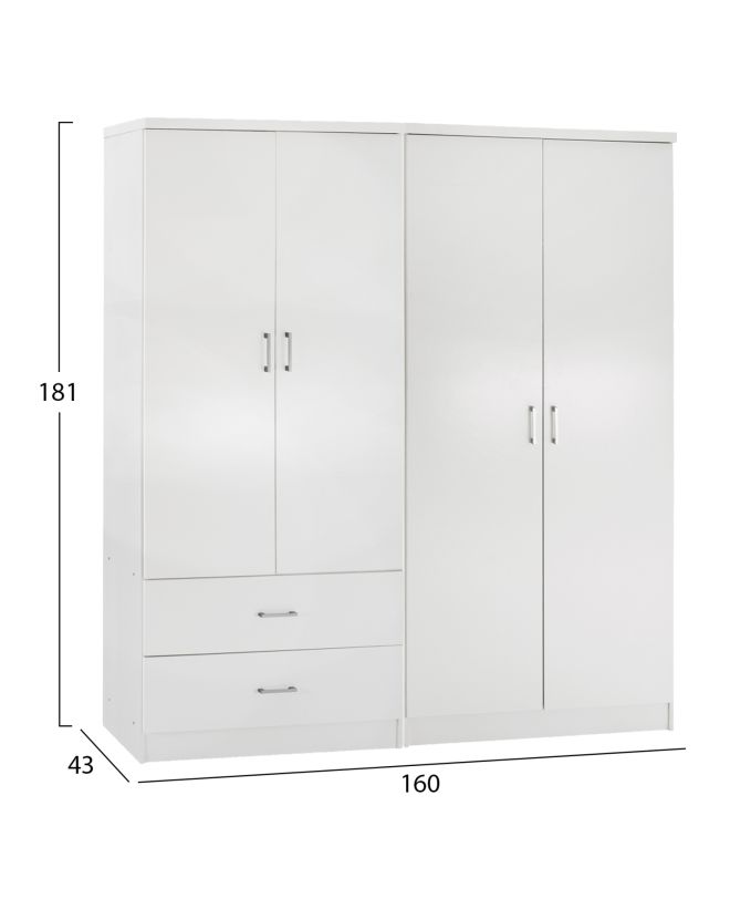 ΝΤΟΥΛΑΠΑ 4-ΦΥΛΛΗ ΜΕ 2 ΣΥΡΤΑΡΙΑ JENNA HM11351.05 ΜΕΛΑΜΙΝΗ ΣΕ ΛΕΥΚΟ 160x43x181Υ