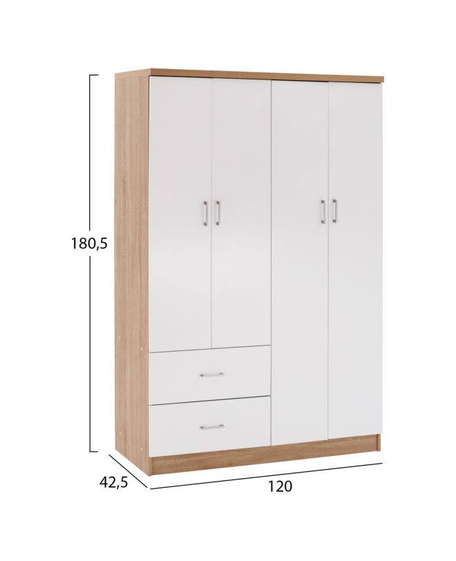 ΝΤΟΥΛΑΠΑ 4ΦΥΛΛΗ ME 2 ΣΥΡΤΑΡΙΑ HM339.06 SONAMA ΛΕΥΚΗ 120Χ42,5Χ180,5 εκ.