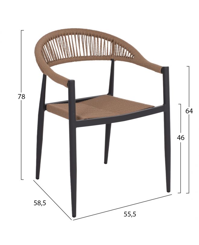 ΠΟΛΥΘΡΟΝΑ ΑΛΟΥΜΙΝΙΟΥ HM5854.02 ΑΝΘΡΑΚΙ PΕ RATTAN ΜΠΕΖ 55.5x58.5x78 εκ.