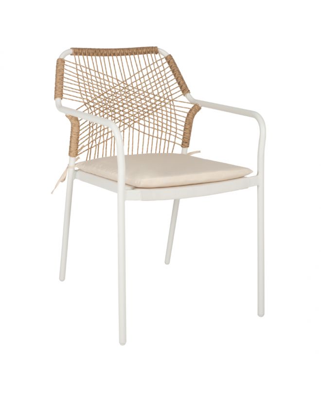 ΠΟΛΥΘΡΟΝΑ ΑΛΟΥΜΙΝΙΟΥ TROTTER HM5865.12 ΛΕΥΚΟΣ ΣΚΕΛΕΤΟΣ ΜΕ WICKER ΜΠΕΖ & ΛΕΥΚΟ ΜΑΞΙΛΑΡΙ