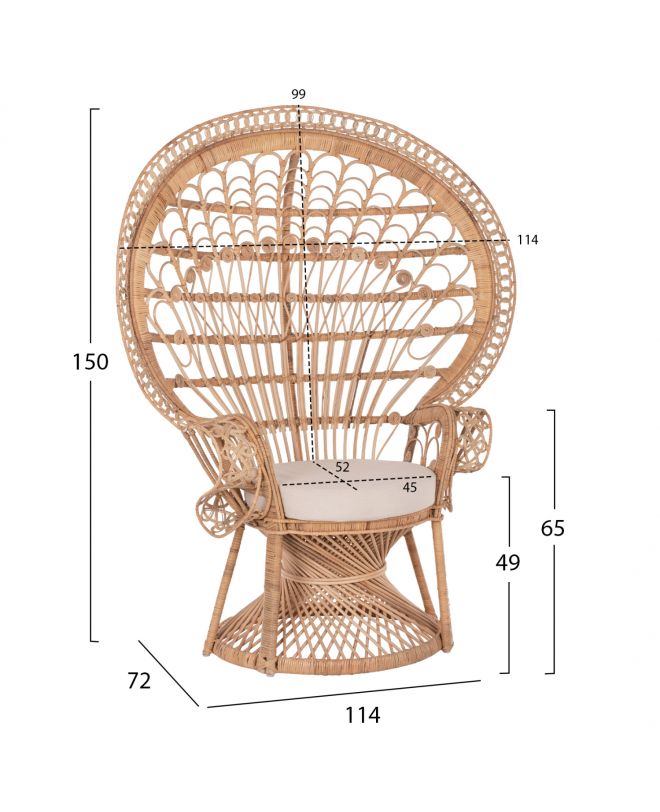 ΠΟΛΥΘΡΟΝΑ ROYAL PEACOCK ΑΠΟ BAMBOO ΜΕ ΜΑΞΙΛΑΡΙ 134X65X150Yεκ.HM9342