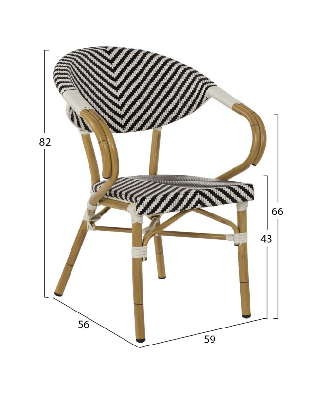 ΠΟΛΥΘΡΟΝΑ BAMBOO LOOK HM5861.01 ΜΑΥΡΟ-ΛΕΥΚΟ 59x56x82 εκ.