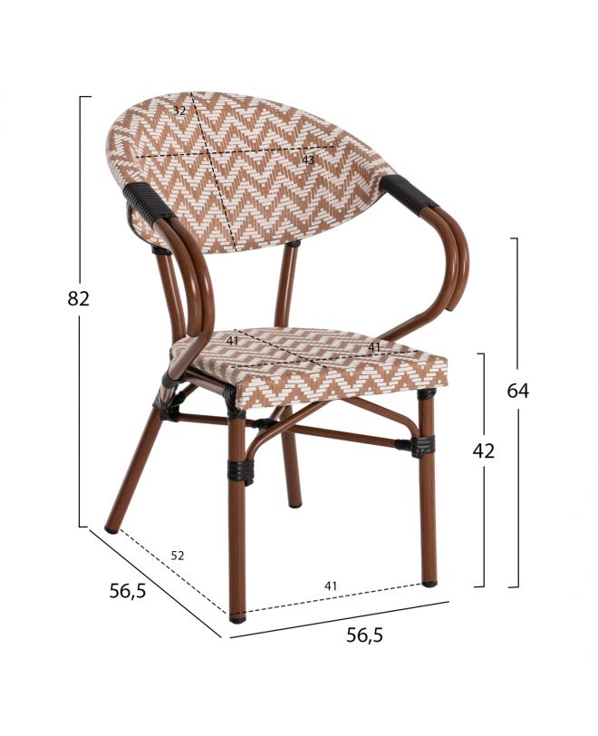 ΠΟΛΥΘΡΟΝΑ BAMBOO LOOK HM5861.03 ΚΑΦΕ-ΛΕΥΚΟ 56,5x56,5x82 εκ.