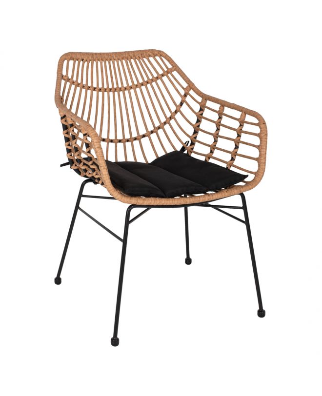 ΠΟΛΥΘΡΟΝΑ ΕΠΑΓΓΕΛΜΑΤΙΚΗ ΜΑΥΡΟ ΜΕΤΑΛΛΟ RATTAN ΜΠΕΖ & ΜΑΞΙΛΑΡΙ HM5864.01 58,5x60,5x80 εκ.