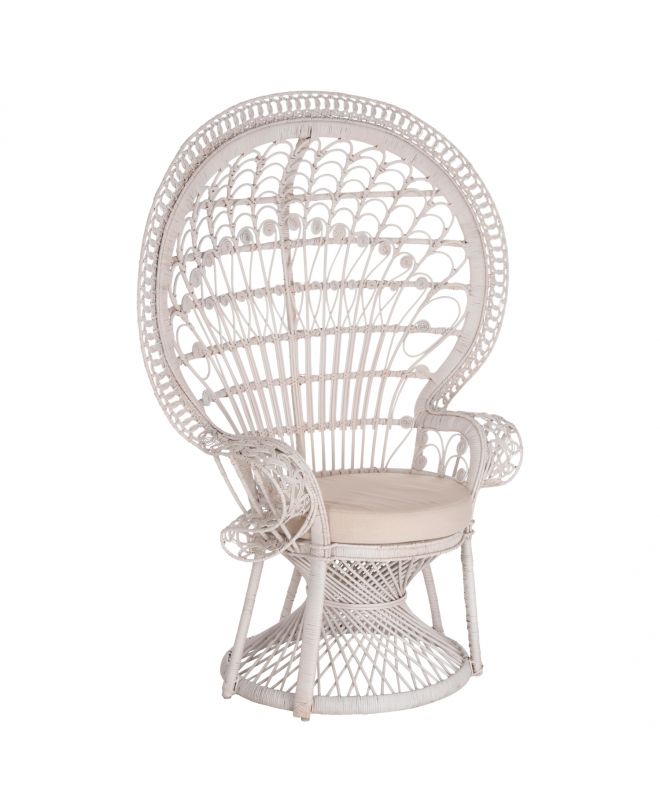 ΠΟΛΥΘΡΟΝΑ ROYAL PEACOCK HM9342.02 RATTAN ΣΕ ΛΕΥΚΟ-ΜΑΞΙΛΑΡΙ ΛΕΥΚΟ 114x72x150Yεκ.