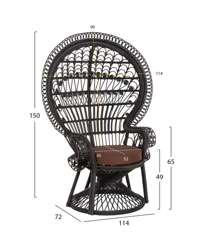 ΠΟΛΥΘΡΟΝΑ ROYAL PEACOCK HM9342.03 BAMBOO ΜΑΥΡΟ-ΜΑΞΙΛΑΡΙ ΚΑΦΕ 114x72x150Yεκ.