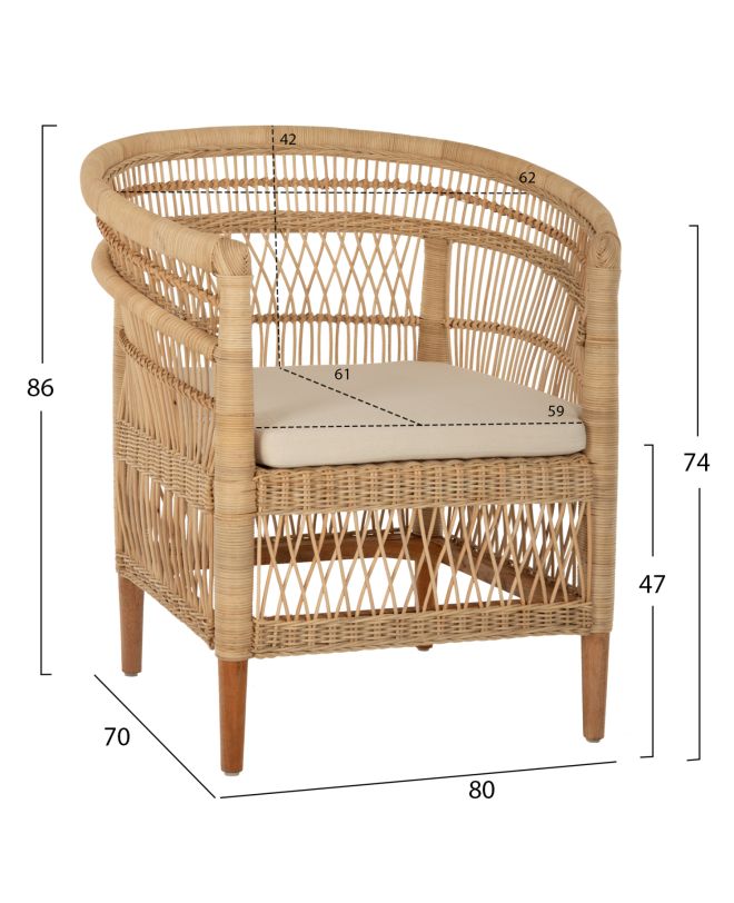 ΠΟΛΥΘΡΟΝΑ HM9566 ΞΥΛΟ ΜΑΟΝΙ ΕΠΕΝΔΥΣΗ RATTAN ΛΕΥΚΟ ΜΑΞΙΛΑΡΙ ΚΑΘΙΣΜΑΤΟΣ 80x70x86Υεκ.