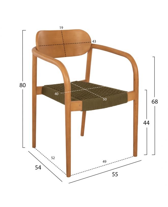 ΠΟΛΥΘΡΟΝΑ OSLO HM9636.05 ΞΥΛΟ TEAK ΦΥΣΙΚΟ & ΠΡΑΣΙΝΟ ΣΧΟΙΝΙ 55x54x80Yεκ.