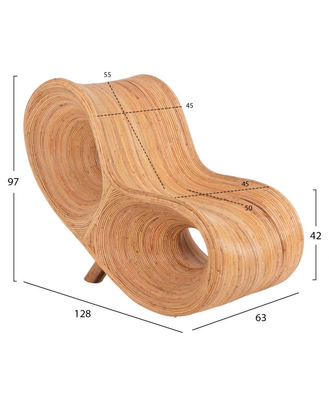 ΠΟΛΥΘΡΟΝΑ CURVY LOUNGE HM9645.01 ΑΠΟ RATTAN ΣΕ ΦΥΣΙΚΗ ΑΠΟΧΡΩΣΗ 63x128x97Y εκ.