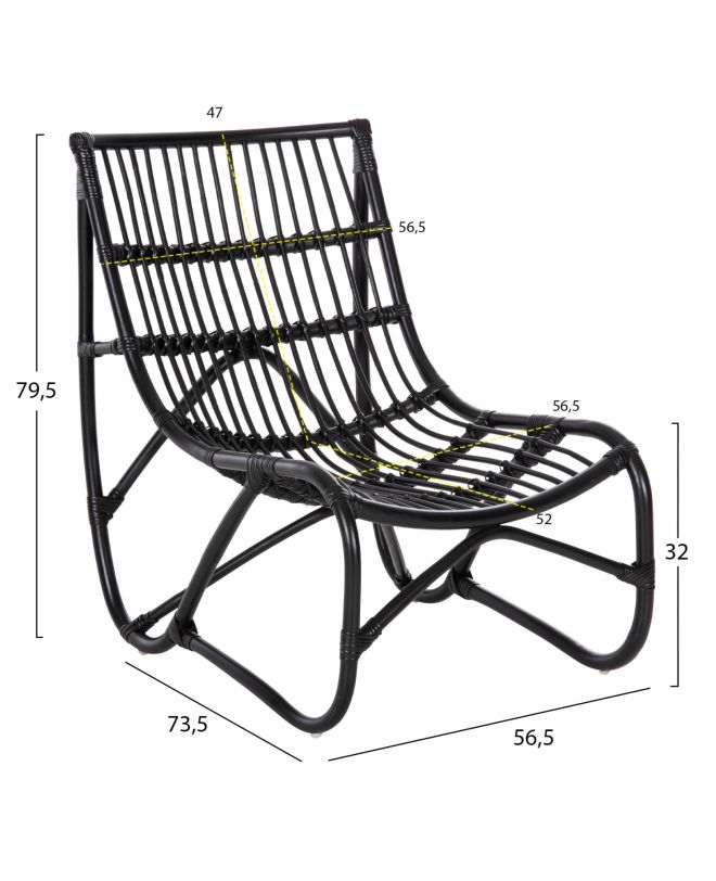 ΠΟΛΥΘΡΟΝΑ GRINN HM9815.02 ΡΑΒΔΟΙ RATTAN ΣΕ ΜΑΥΡΟ 56,5x73,5x79,5Υ εκ.