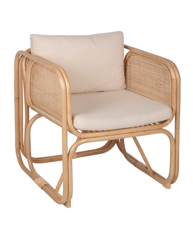 ΠΟΛΥΘΡΟΝΑ WENDY HM9816 RATTAN ΣΕ ΦΥΣΙΚΟ ΧΡΩΜΑ-ΛΕΥΚΑ ΜΑΞΙΛΑΡΙΑ 73x72x84Yεκ.