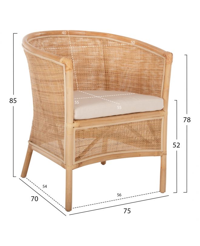 ΠΟΛΥΘΡΟΝΑ APRON HM9818 RATTAN ΠΛΕΚΤΟ ΣΕ ΦΥΣΙΚΟ-ΛΕΥΚΟ ΜΑΞΙΛΑΡΙ 75x70x85Υεκ.