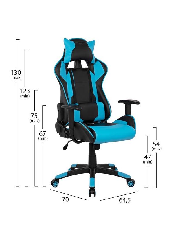 ΠΟΛΥΘΡΟΝΑ GAMING HM1072.08 ΜΑΥΡΗ-ΣΙΕΛ 66,5x70x(122-129) cm