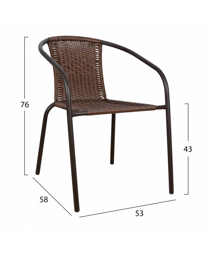 ΠΟΛΥΘΡΟΝΑ ΚΑΡΕΚΛΑ CAMEL HM5015.02 ΚΑΦΕ ΜΕΤΑΛΛΙΚΗ ΜΕ WICKER 53x58x76 cm
