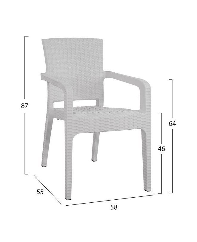 ΠΟΛΥΘΡΟΝΑ ΠΟΛΥΠΡΟΠΥΛΕΝΙΟΥ RATTAN HM5590.04 ΧΡΩΜΑ ΛΕΥΚΟ 58x55x87 cm.