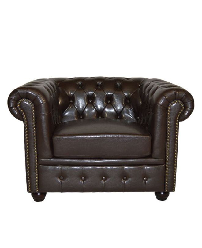 ΠΟΛΥΘΡΟΝΑ T.CHESTERFIELD HM3011.01 ΤΕΧΝΟΔΕΡΜΑ ΣΚΟΥΡΟ ΚΑΦΕ 110x90x73 εκ.