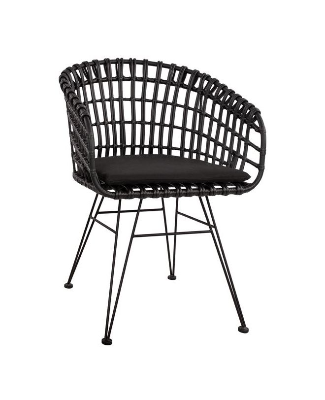 ΠΟΛΥΘΡΟΝΑ ΤΥΠΟΥ ΦΩΛΙΑ ΜΕΤΑΛΛΙΚΗ ALLEGRA HM5456.02 ΜΕ WICKER ΜΑΥΡΟ 59Χ56,5Χ83Υ εκ.