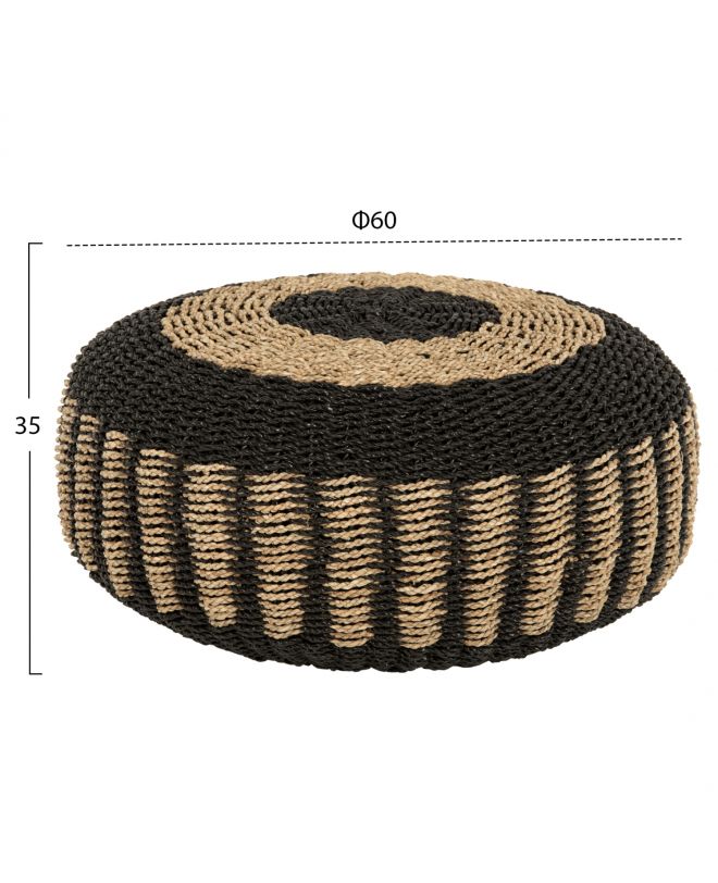 ΠΟΥΦ ΣΚΑΜΠΟ SARONI HM7851.02 SEAGRASS ΣΕ ΦΥΣΙΚΟ-ΜΑΥΡΟ ΧΡΩΜΑ Φ60x35Yεκ.
