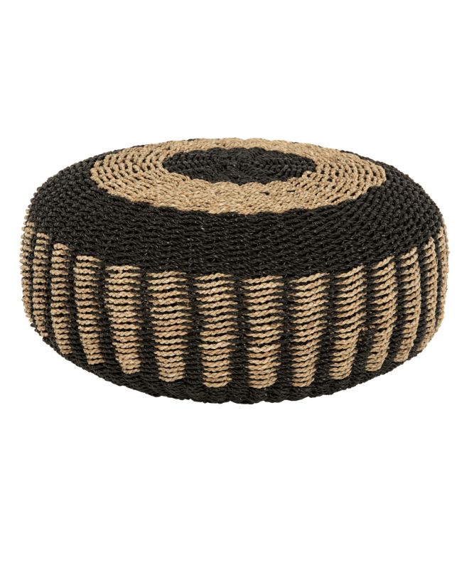 ΠΟΥΦ ΣΚΑΜΠΟ SARONI HM7851.02 SEAGRASS ΣΕ ΦΥΣΙΚΟ-ΜΑΥΡΟ ΧΡΩΜΑ Φ60x35Yεκ.