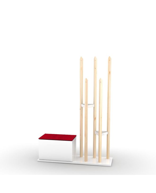 Έπιπλο Εισόδου ArteLibre KATANA Λευκό/Φυσικό/Κόκκινο 120x36x168cm