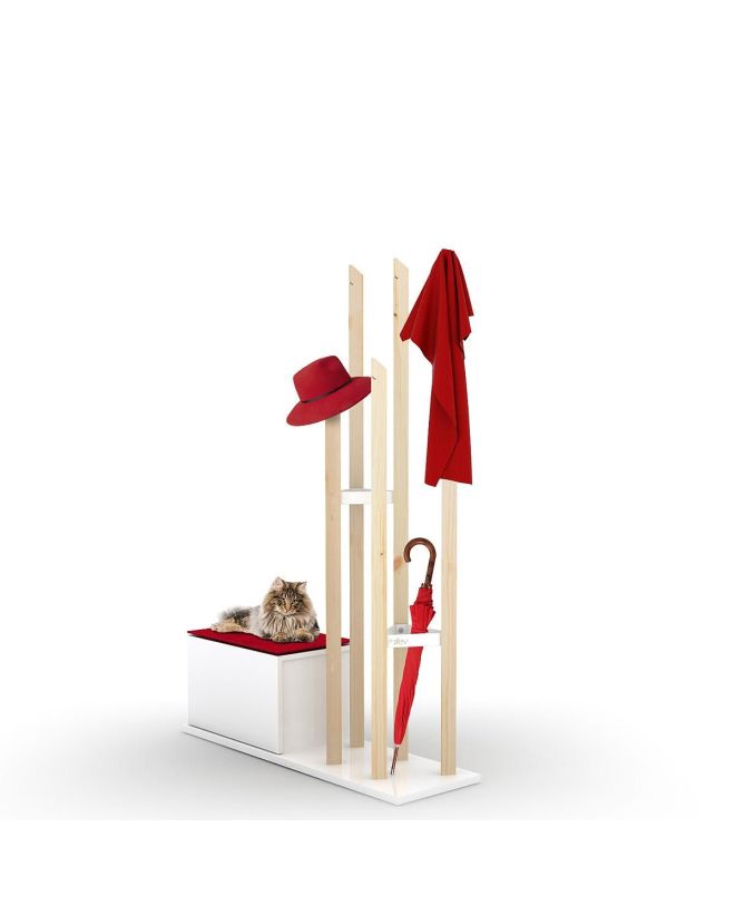 Έπιπλο Εισόδου ArteLibre KATANA Λευκό/Φυσικό/Κόκκινο 120x36x168cm