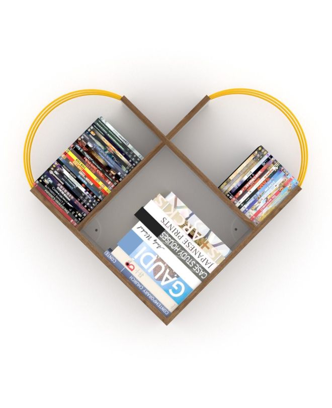 Ραφιέρα Τοίχου ArteLibre CASE Καρυδί/Κίτρινο 89x18x74cm