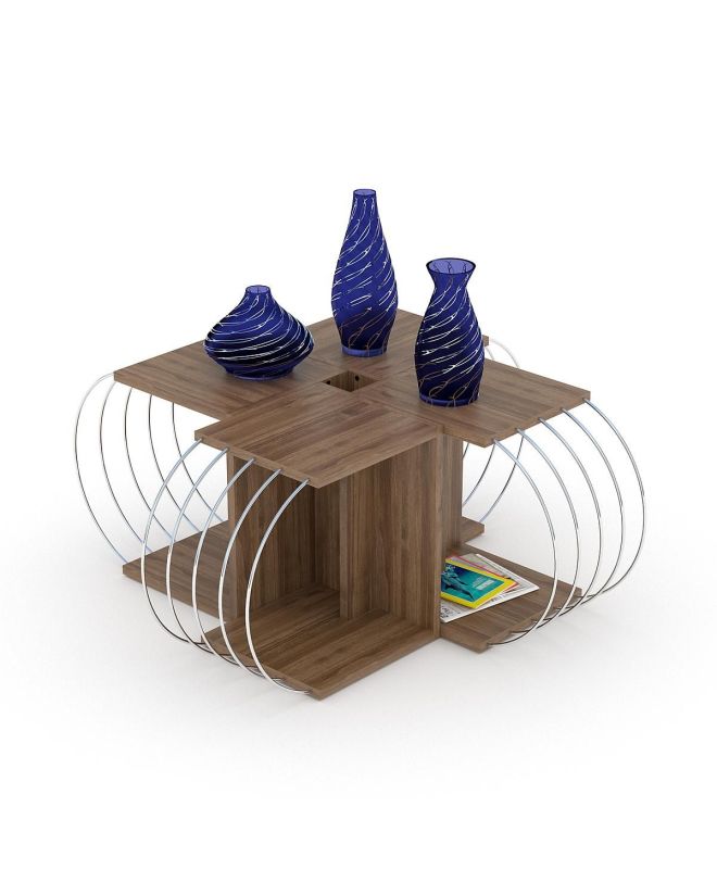 Τραπεζάκι Σαλονιού ArteLibre CASE Καρυδί/Χρώμιο 94x60x42cm