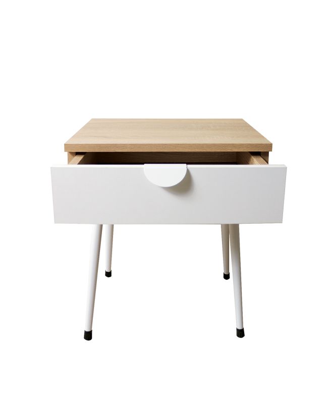 Κομοδίνο KRELL Sonoma/Λευκό Μελαμίνη/Μέταλλο 45x36x55cm