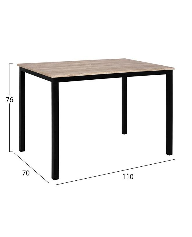 ΣΕΤ 5 ΤΜΧ ΤΡΑΠΕΖΙ SONAMA ΜΕ ΜΑΥΡΑ ΠΟΔΙΑ & ΚΑΡΕΚΛΕΣ VANESSA ΜΑΥΡΕΣ HM11002.02 110x70x76 cm