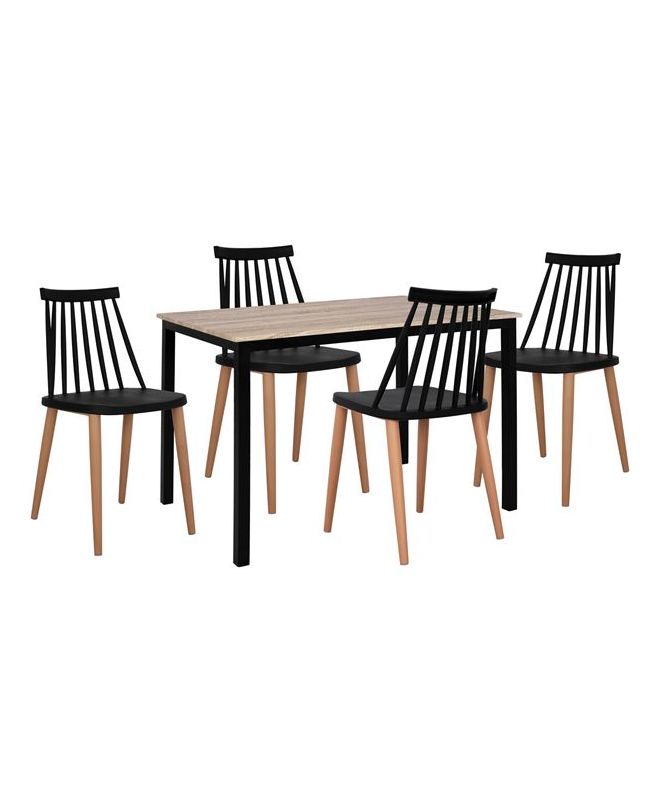 ΣΕΤ 5 ΤΜΧ ΤΡΑΠΕΖΙ SONAMA ΜΕ ΜΑΥΡΑ ΠΟΔΙΑ & ΚΑΡΕΚΛΕΣ VANESSA ΜΑΥΡΕΣ HM11002.02 110x70x76 cm